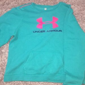 Teal and Pink Under Armour Women's Sweatshirt